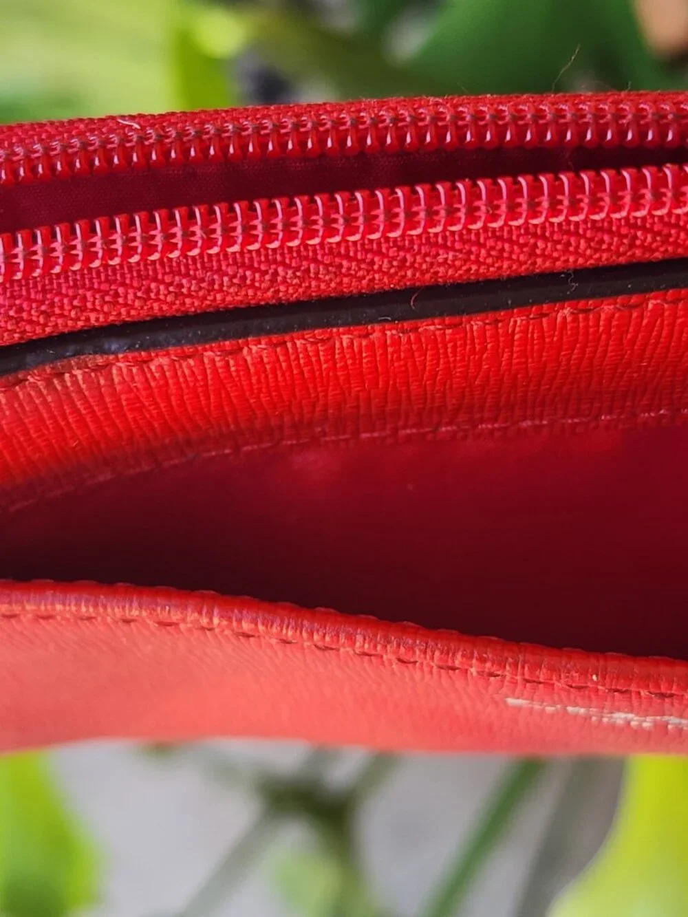 Coach Cross Grain Leather Corner Zip Wristlet Wallet in Red